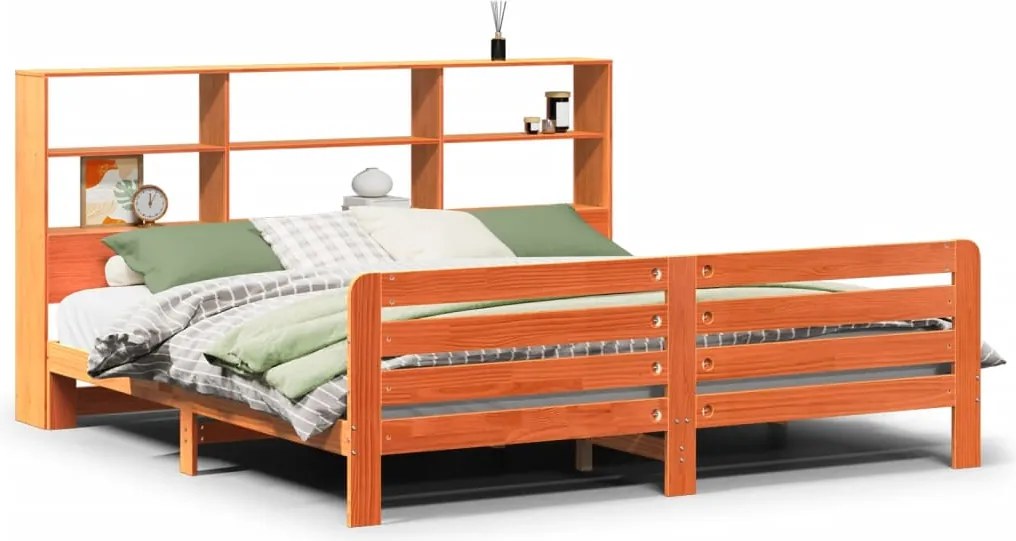 vidaXL viaszbarna tömör fenyőfa ágy matrac nélkül 180 x 200 cm