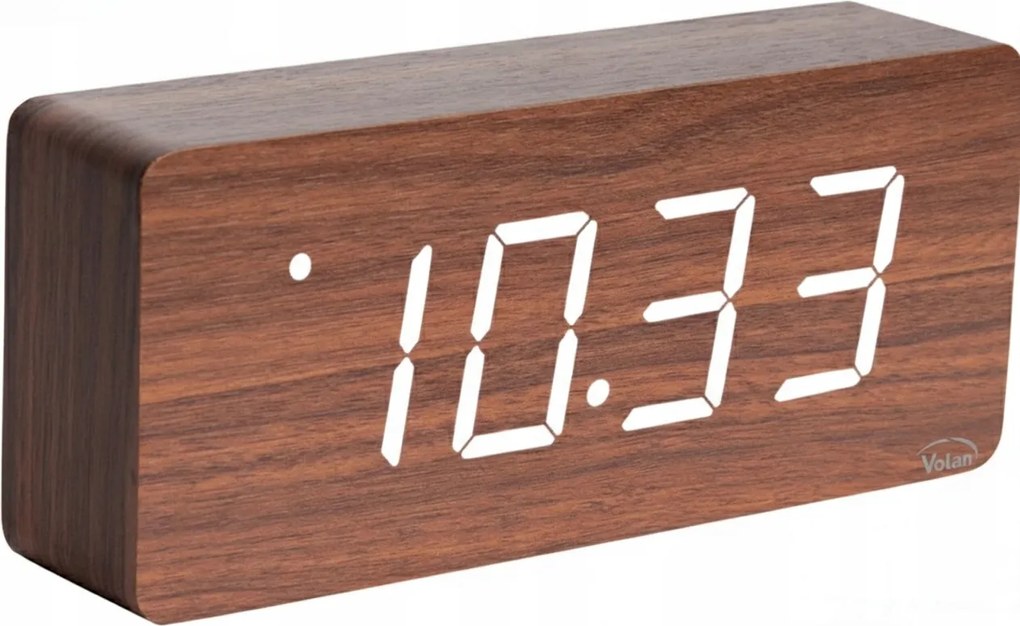 Nagy Óra Elektronikus Led Ébresztőóra Fából készült digitális álló Dat Hőmérő