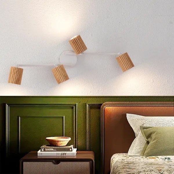 Brilagi - Spotlámpa MODERN WOOD 4xGU10/8W/230V kaucsukfa/fehér