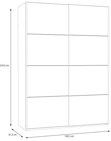 Gardróbszekrény KARO 150x210 cm fehér/artisan tölgy