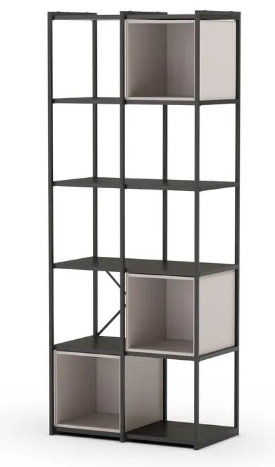 Fekete-krémszínű könyvespolc 71x179 cm Anya – Marckeric