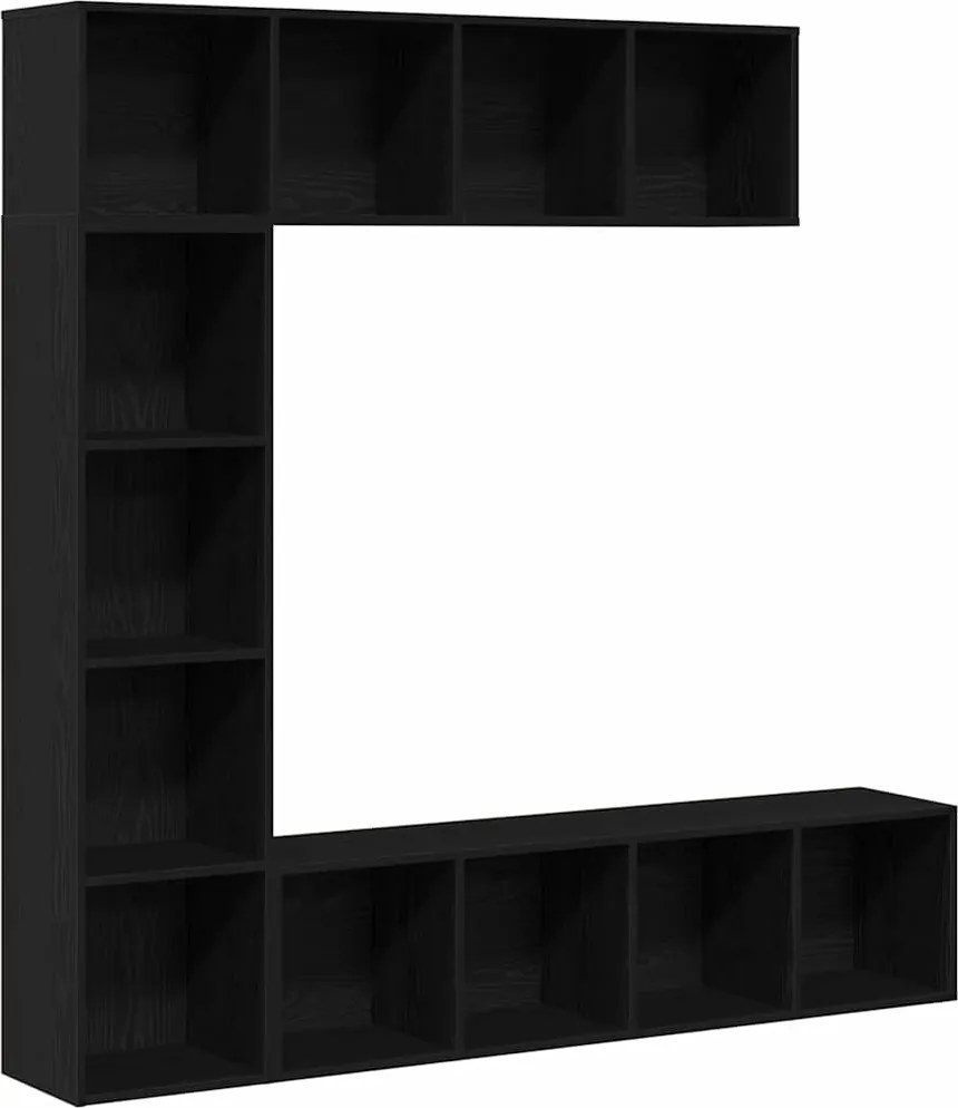 vidaXL Könyvespolc 3 pcs Fekete tölgy 36 x 30 x 143 cm Faanyag