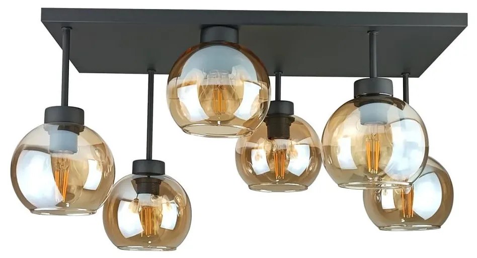 Felületre szerelhető csillár  NESSA 6xE27/60W/230V fekete/füstös bézs