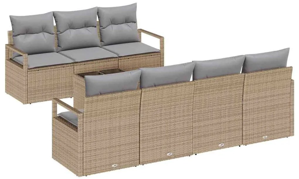 Kerti Kanapé Szett 8 pcs Barna és szürke 55 x 55 x 37 cm