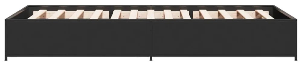 fekete szerelt fa és fém ágykeret 100 x 200 cm