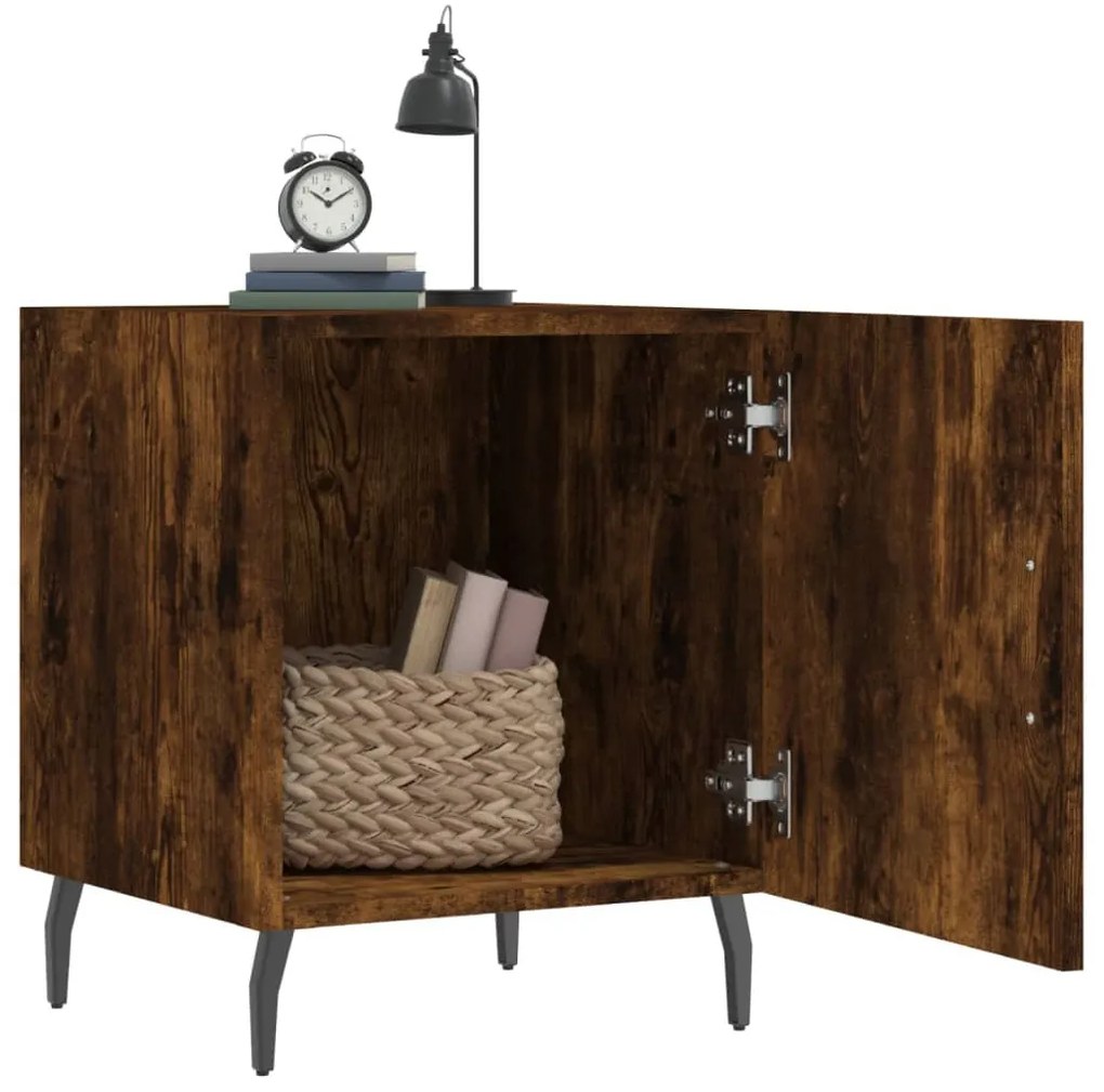 2 db füstös tölgy színű szerelt fa éjjeliszekrény 40x40x50 cm