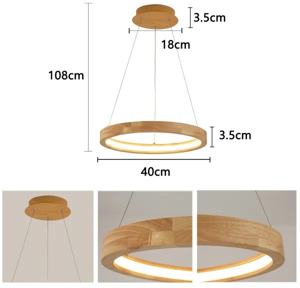 Brilagi - UMEA WOOD LED csillár kábelen LED/30W/230V átmérő 40 cm fa