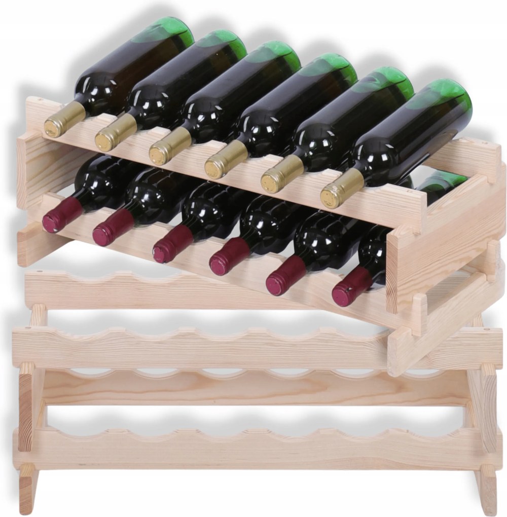 Bortartó állvány moduláris fa palacktartó állvány 2x6 szerszám nélkül keskeny