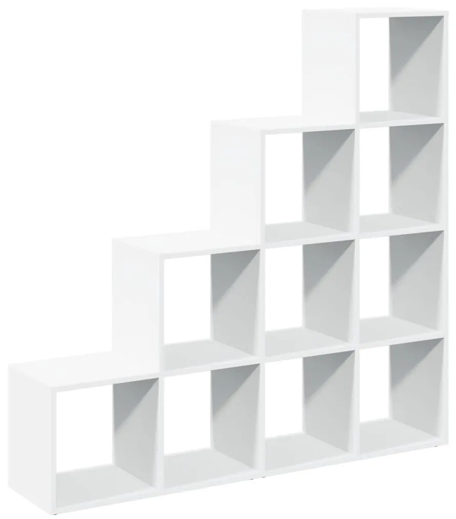 4 szintes fehér fa elválasztó könyvespolc 131,5 x 29 x 131,5 cm