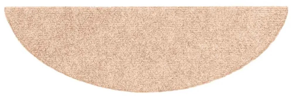 öntapadós lépcsőszőnyegek, 30 db, világosbarna, félkör alakú, 56 x 17 x 3 cm