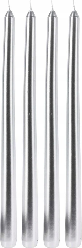 Metál Ezüst Asztali Dekorációs Gyertya Elegáns 30X2 CM 4 Db 9 H
