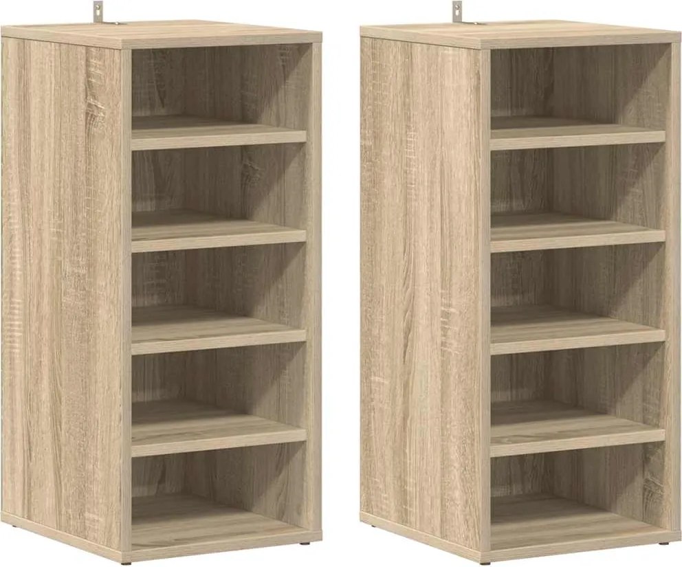 vidaXL 2 db sonoma tölgy színű szerelt fa cipősszekrény 31,5x35x70 cm