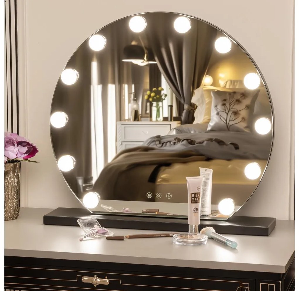 Brilagi - LED állítható smink tükör HOLLYWOOD LED/12W/230V 3000-6500K FG-M6-WD01-BLK