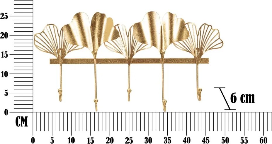 Aranyszínű fém fali fogas Leaves - Mauro Ferretti