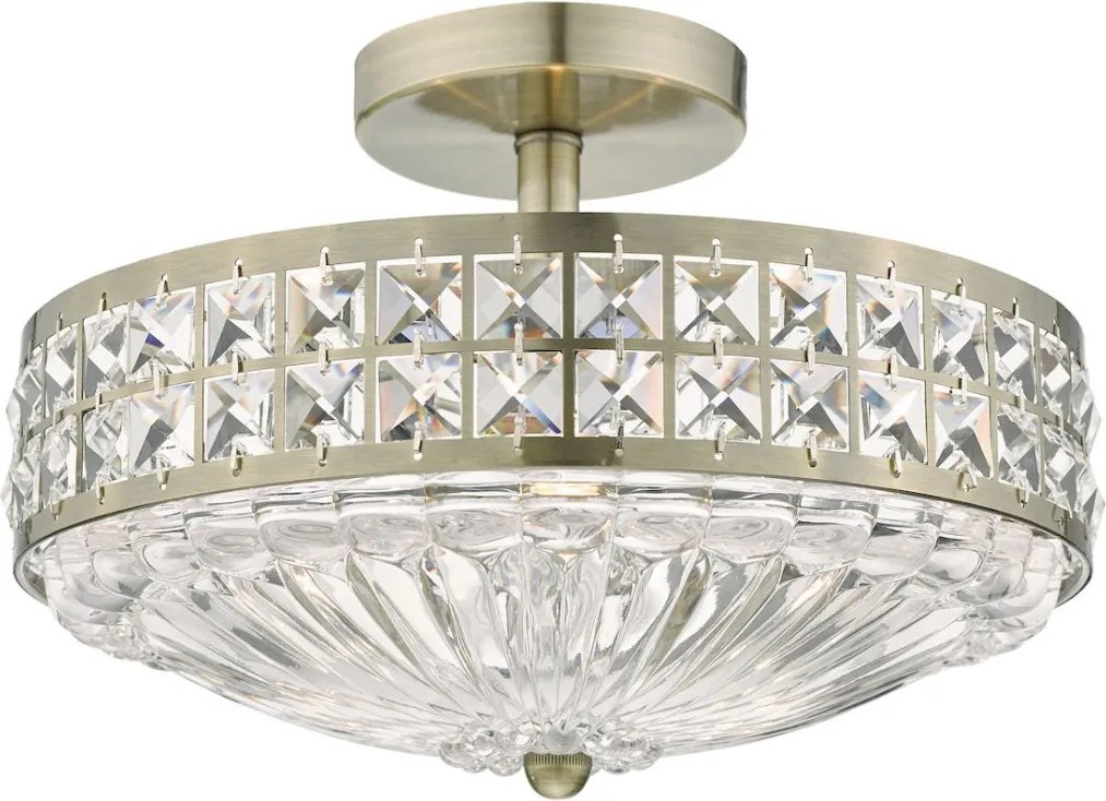 DAR LIGHTING OLO5375 OLONA Kristály Mennyezeti Lámpa Antik Sárgaréz E14 IP20