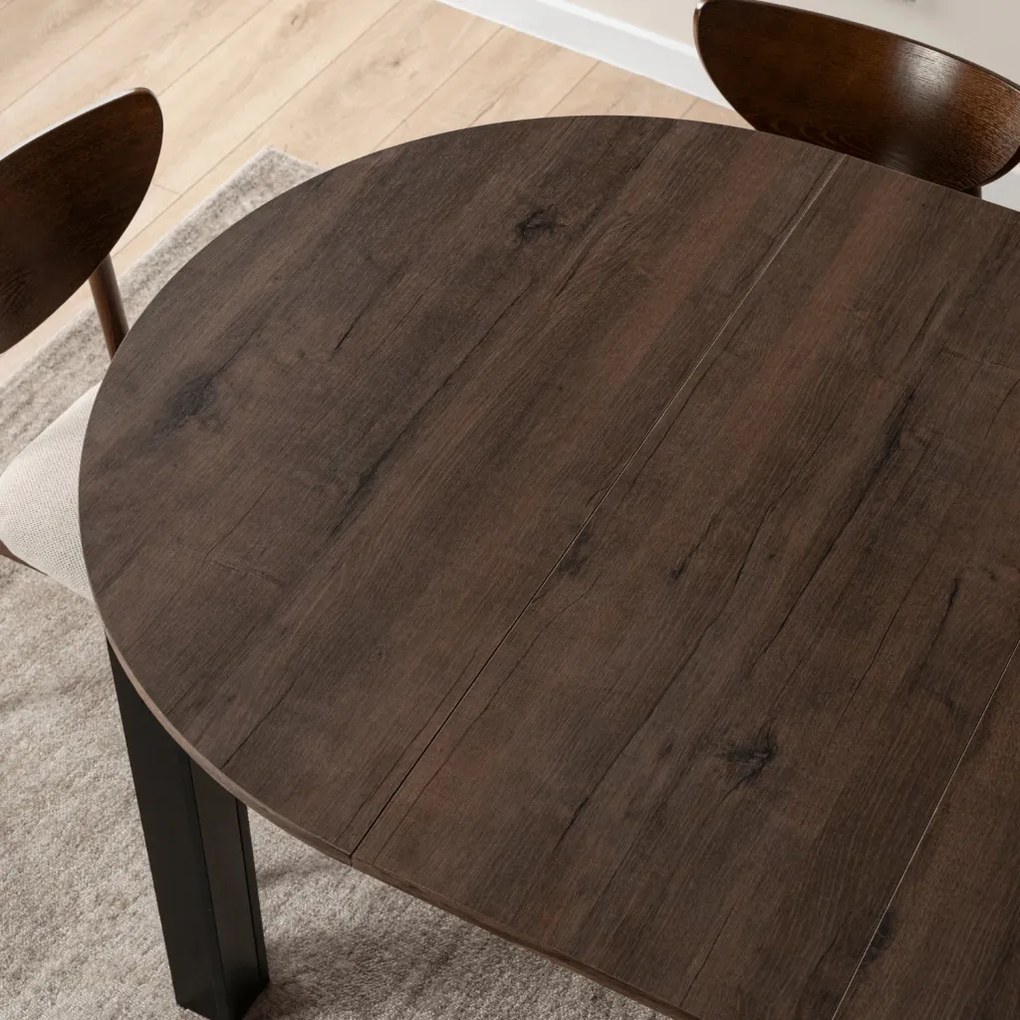 Bővíthető Étkezőasztal Kézműves Dió/Fekete Színben. HARRY 102-142 cm