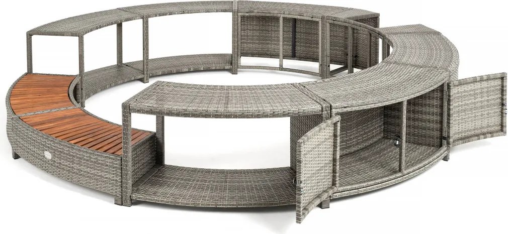 Lay-Z-Spa kör alakú rattan pezsgőfürdő bútor, 200 cm, szürke