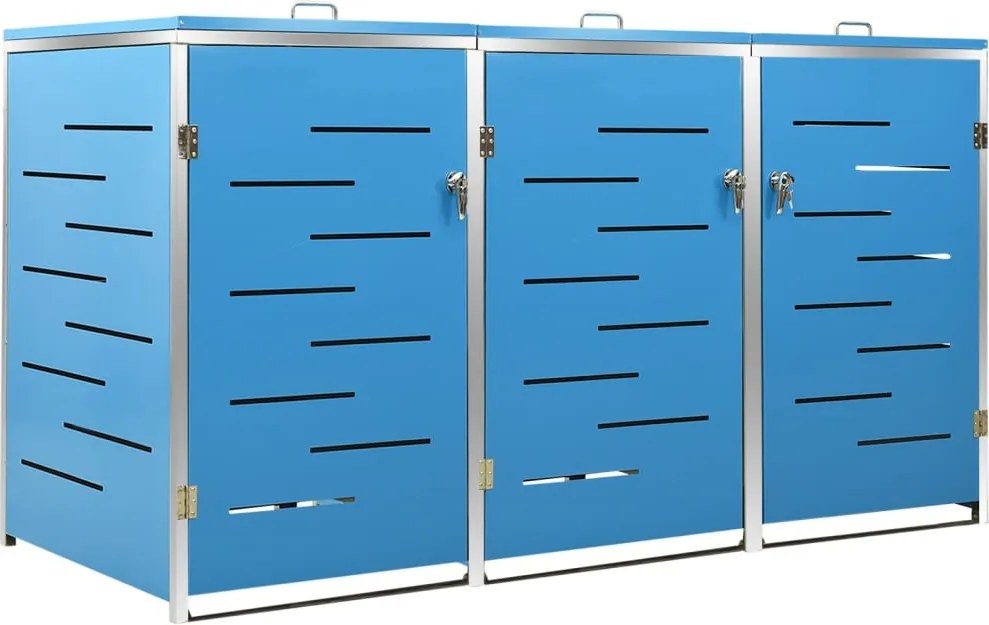 vidaXL acél tároló három gurítható szemeteskukához 207x77,5x112,5 cm