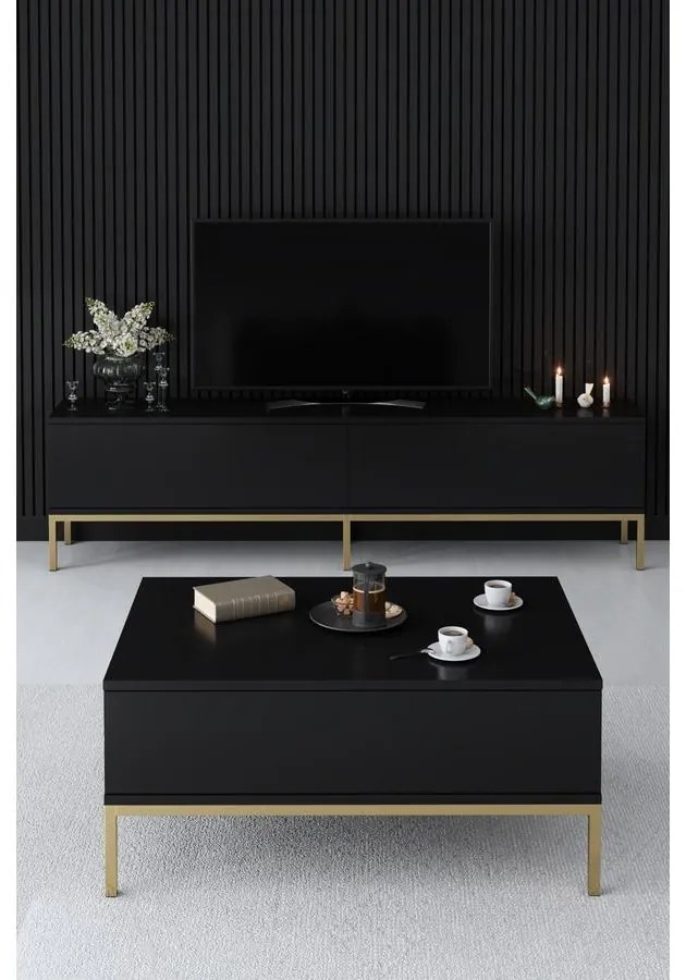 TV szekrény Lord - Black, Gold