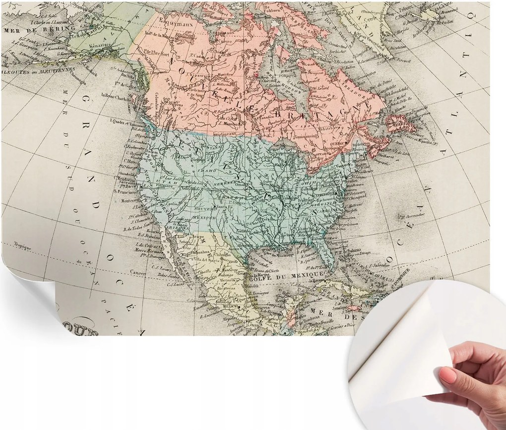 Öntapadós tapéta Fali furnér 3D hatás Történelmi térkép 152x104 cm