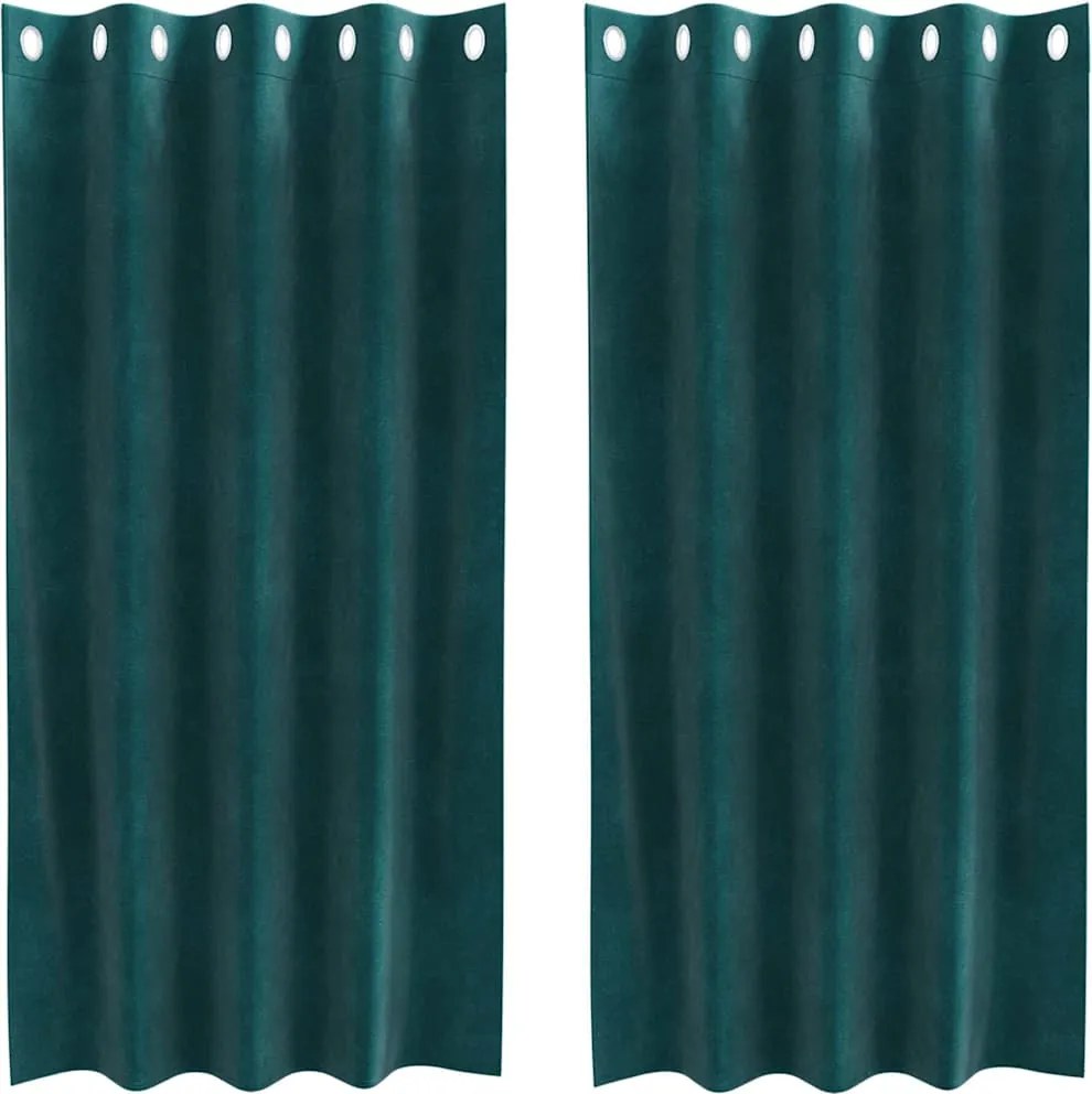 vidaXL Sötétítő függönyök 2 pcs Sötétzöld 140 x 175 cm Bársony