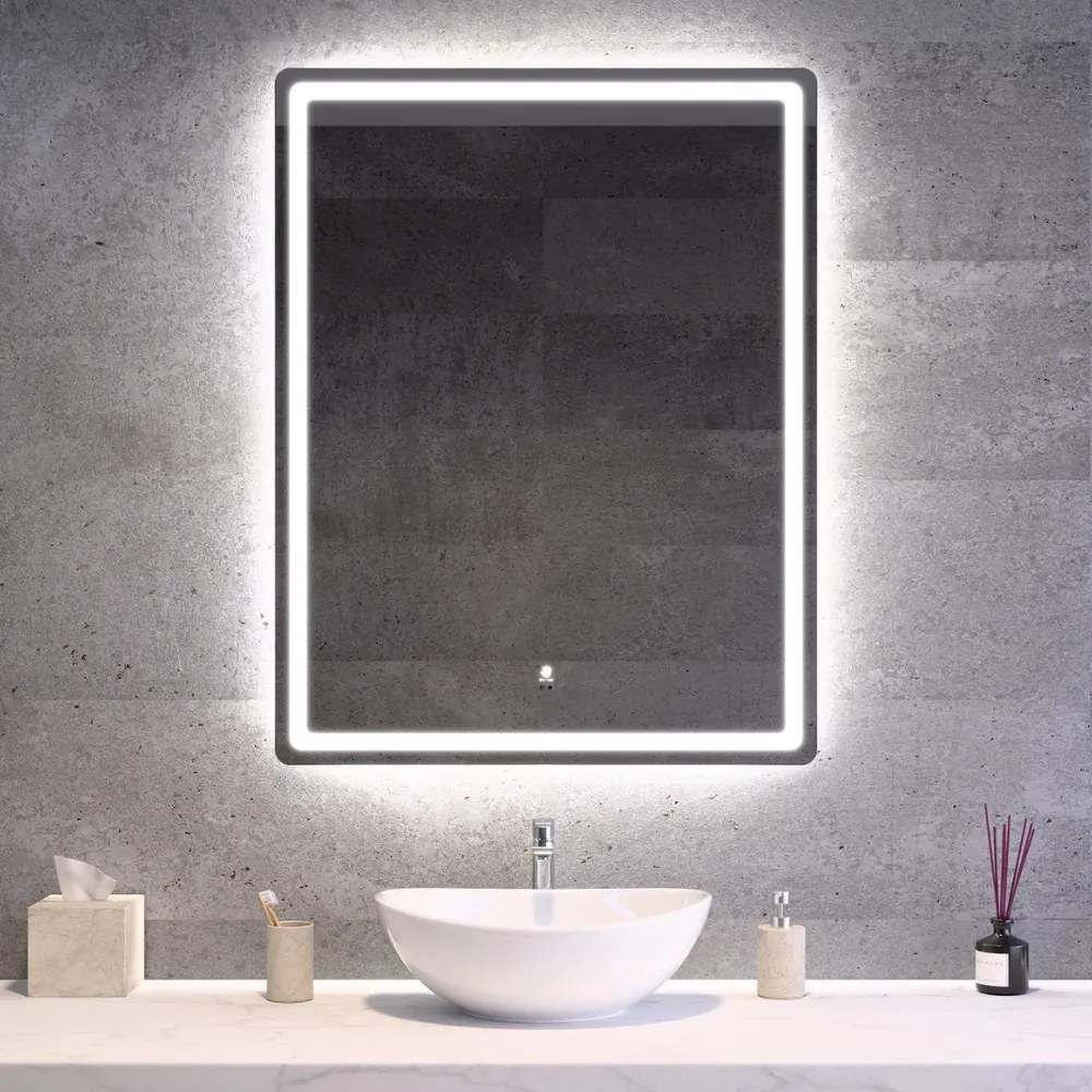 Álló fürdőszobai LED tükör 70x90cm | Gesztusvezérlés - Páramentesítő - Fényerő és színhőmérséklet szabályozás | Welland Type20V