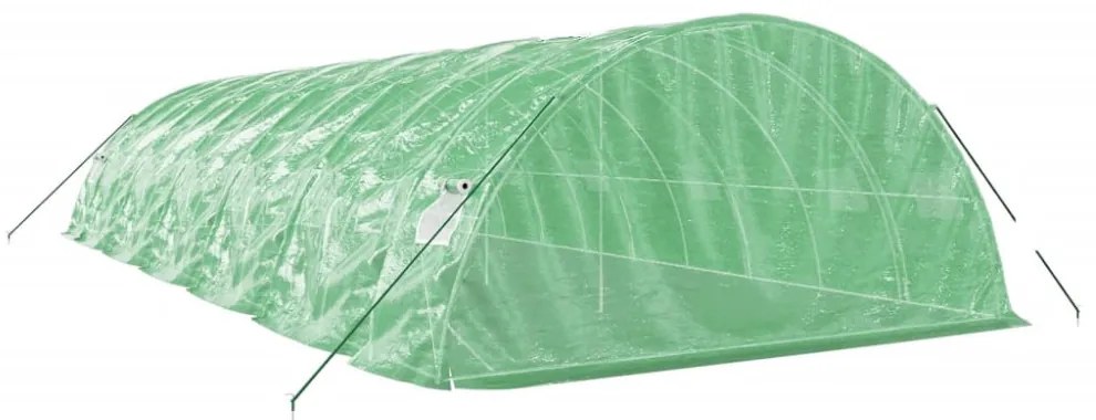 zöld acélvázas melegház 60 m² 12 x 5 x 2,3 m