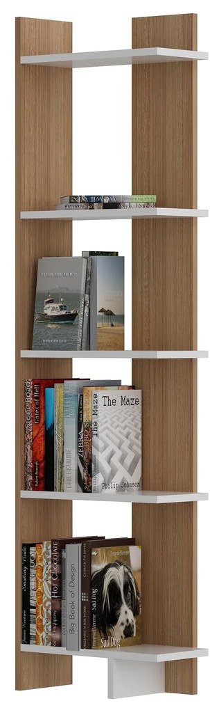 könyvespolc Als - Teak, White
