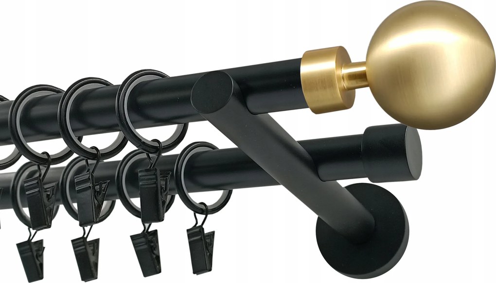 Dupla függönykarnis Fém 19+19mm Gömb Modern Gold 280cm