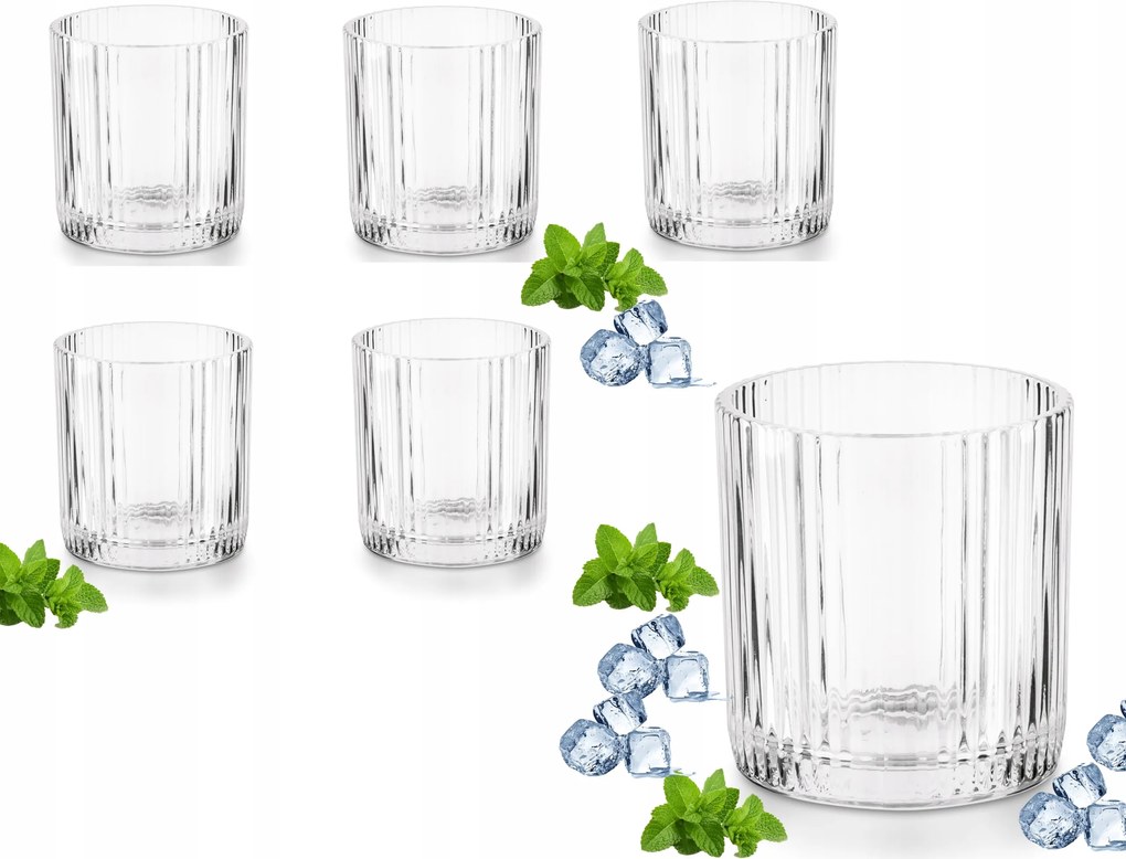 6X Pohár Irodalmárok alacsony Csíkos whisky alkohol italok gyümölcslevek 320ml