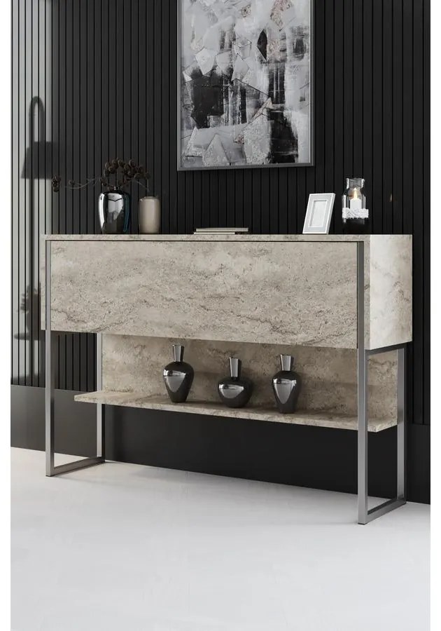 Komód Luxe - Travertine, Silver
