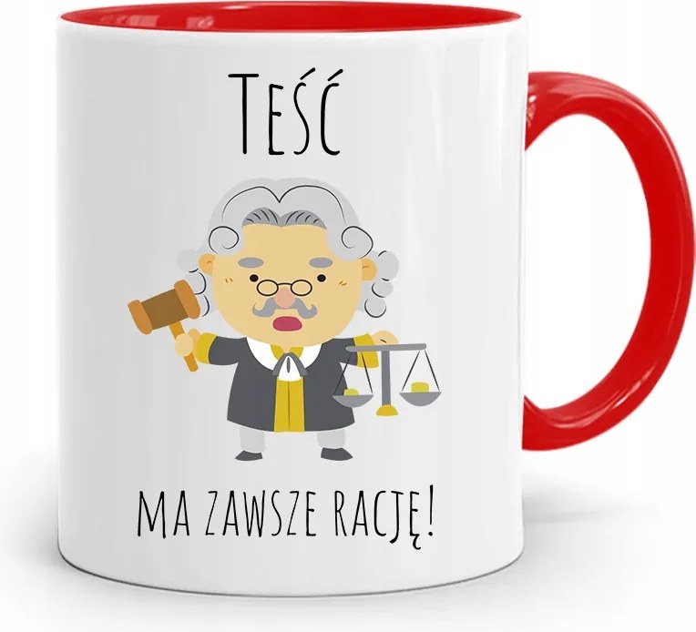 Piros Bögre Az Apósnak Mindig Igaza Van Ajándék fényképes nyomtatással