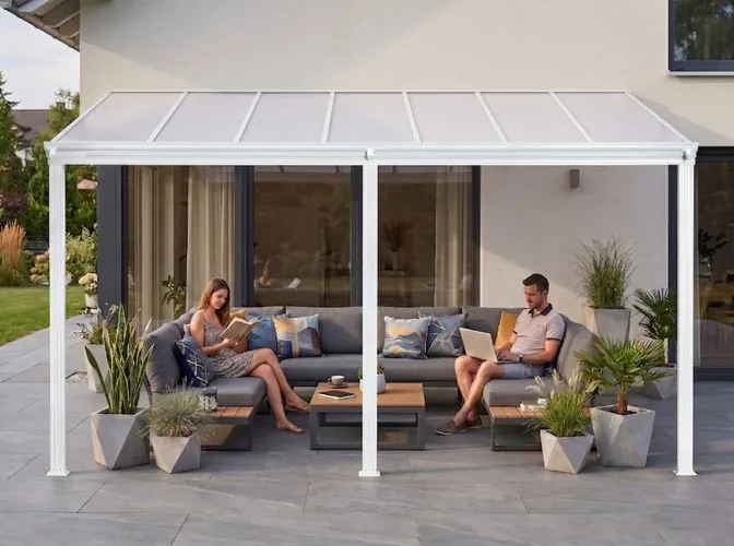 alumínium pergola LANITPLAST WALL 53 fehér + opal PC LG2133