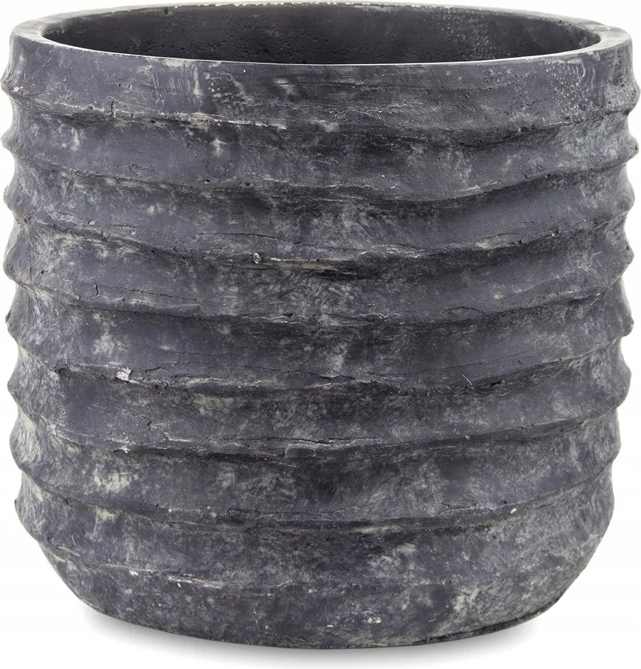 Grafit Virágtartó Szürke 19x21cm Bordázott 20