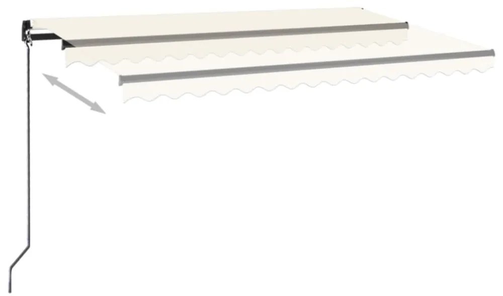krémszínű kézzel kihúzható LED-es napellenző 400 x 350 cm