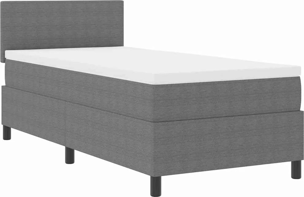 vidaXL Boxrugós ágy fejtámlával Világosszürke és fehér 80 x 200 cm