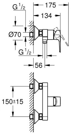 GROHE 23634001 - Zuhanycsaptelep DN 15, fényes króm