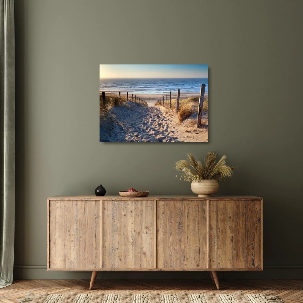 Kép - Út az északi-tengeri strandra, Hollandia (üvegen) (70x50 cm)