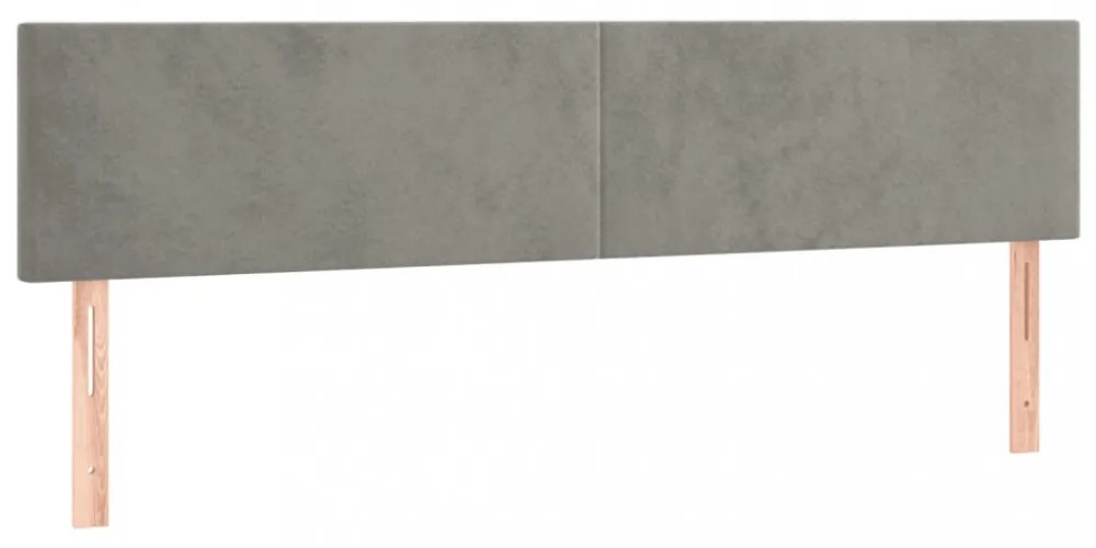 világosszürke bársony rugós és LED-es ágy matraccal 200x200 cm