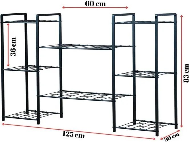 Koda fém virágállvány, fekete, 125 cm