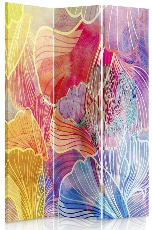 Gario Paraván Színes absztrakt levelek Méret: 110 x 170 cm, Kivitelezés: Klasszikus paraván