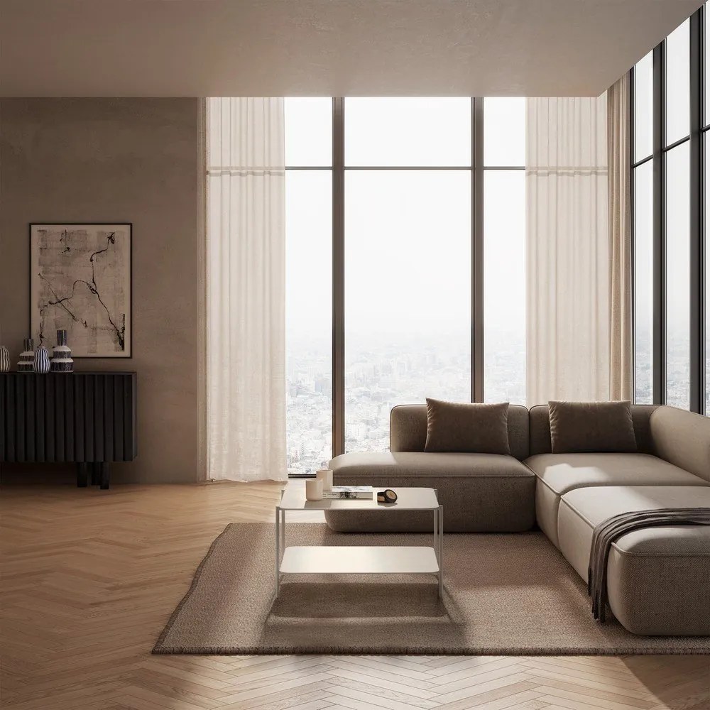 Krémszínű fém dohányzóasztal 70x73 cm Beatrix – MOME