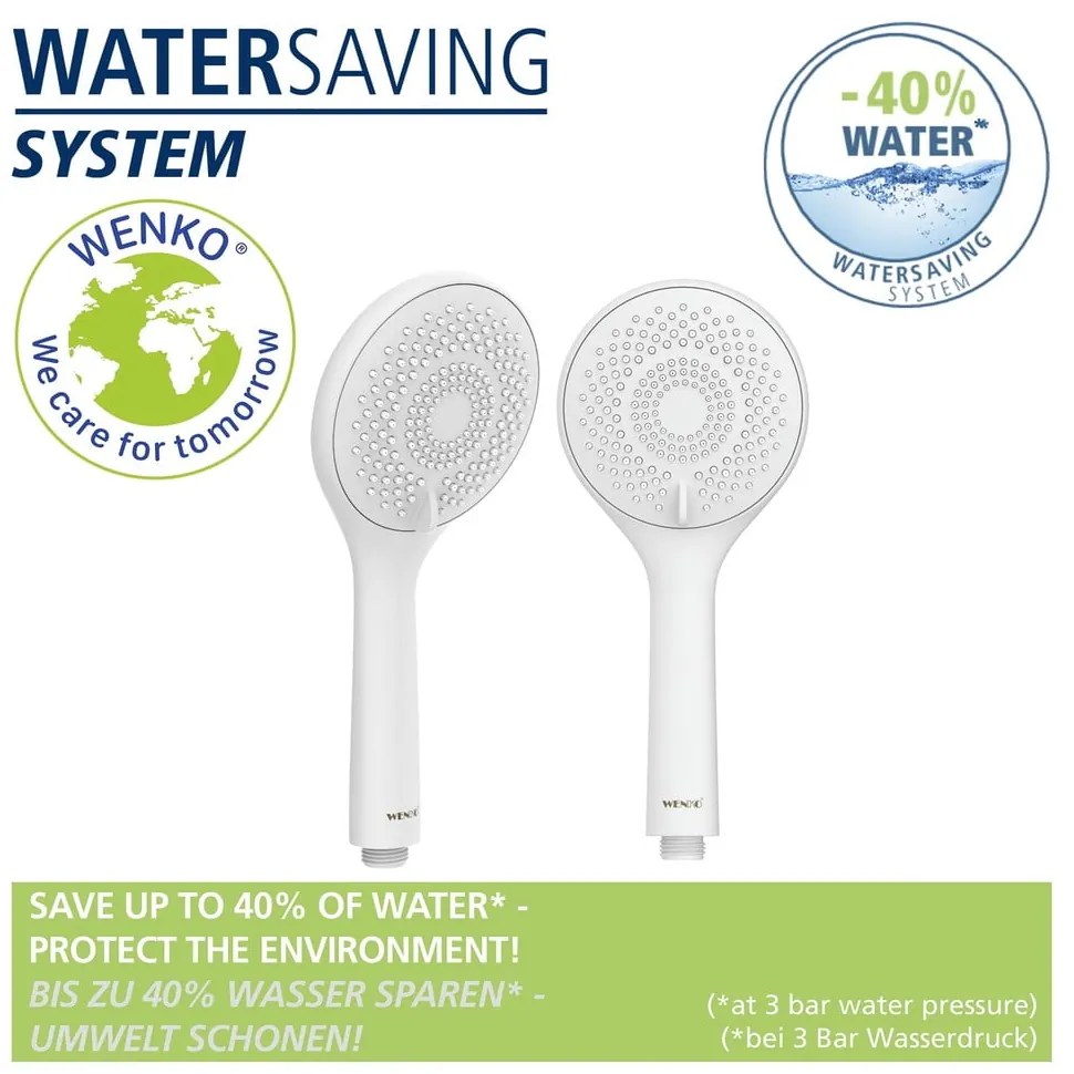 Fehér rozsdamentes acél zuhanyszett 70 cm Watersaving – Wenko