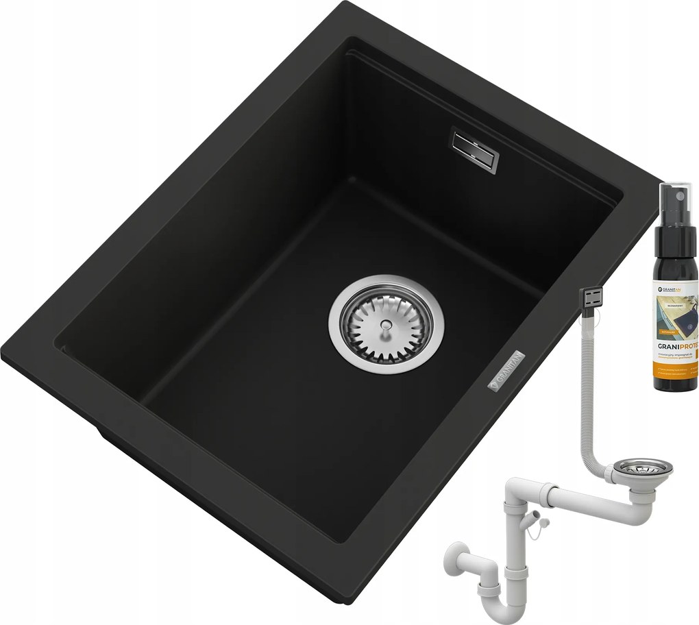 Gránit Függesztett Mosogató Pultra Szerelhető Túlfolyó Téglalap Alakú TUGA38