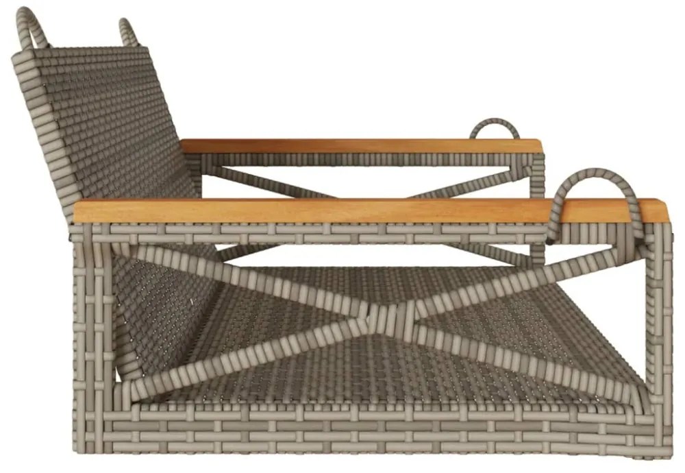 szürke polyrattan hintapad 109 x 62 x 40 cm