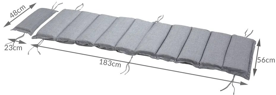 Detex FLORIDA napozóágy párna, 183x56x7cm, szürke melír
