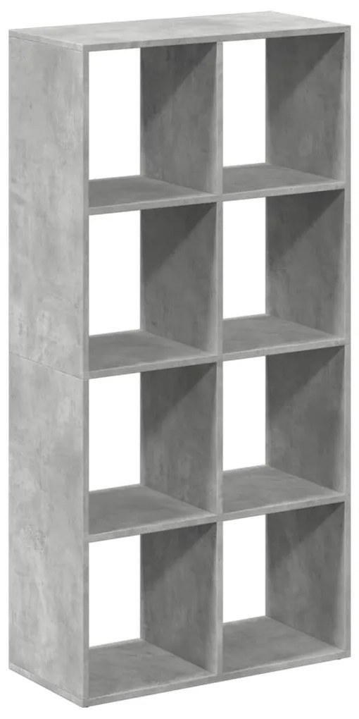 betonszürke szerelt fa elválasztó könyvespolc 69,5x29x137,5 cm