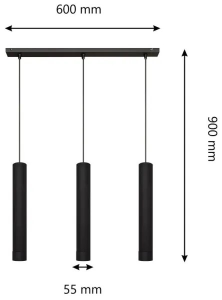 LED Csillár zsinóron TUBA 3xGU10/4,8W/230V fekete