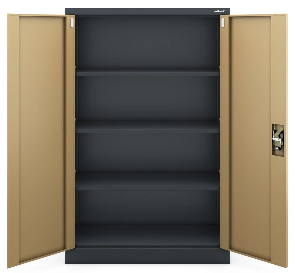 Szekrény KEVIN, 900 x 1400 x 400 mm, Eco Design: antracit/ dió