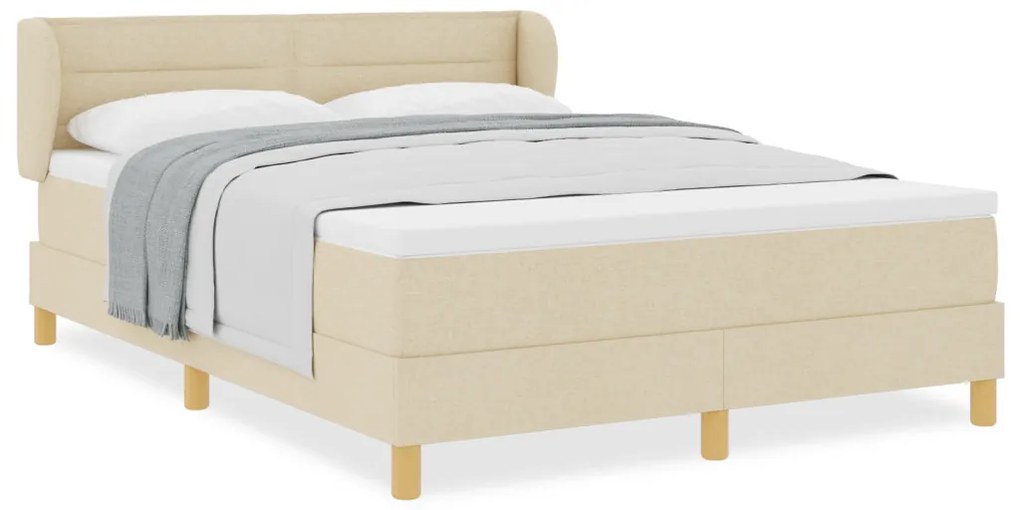 Boxspring Ágy Matraccal - Krém, 140x190 cm, Szövet